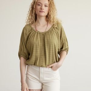 Reitman's Olive Blouse with Scoop Neckline Size Large